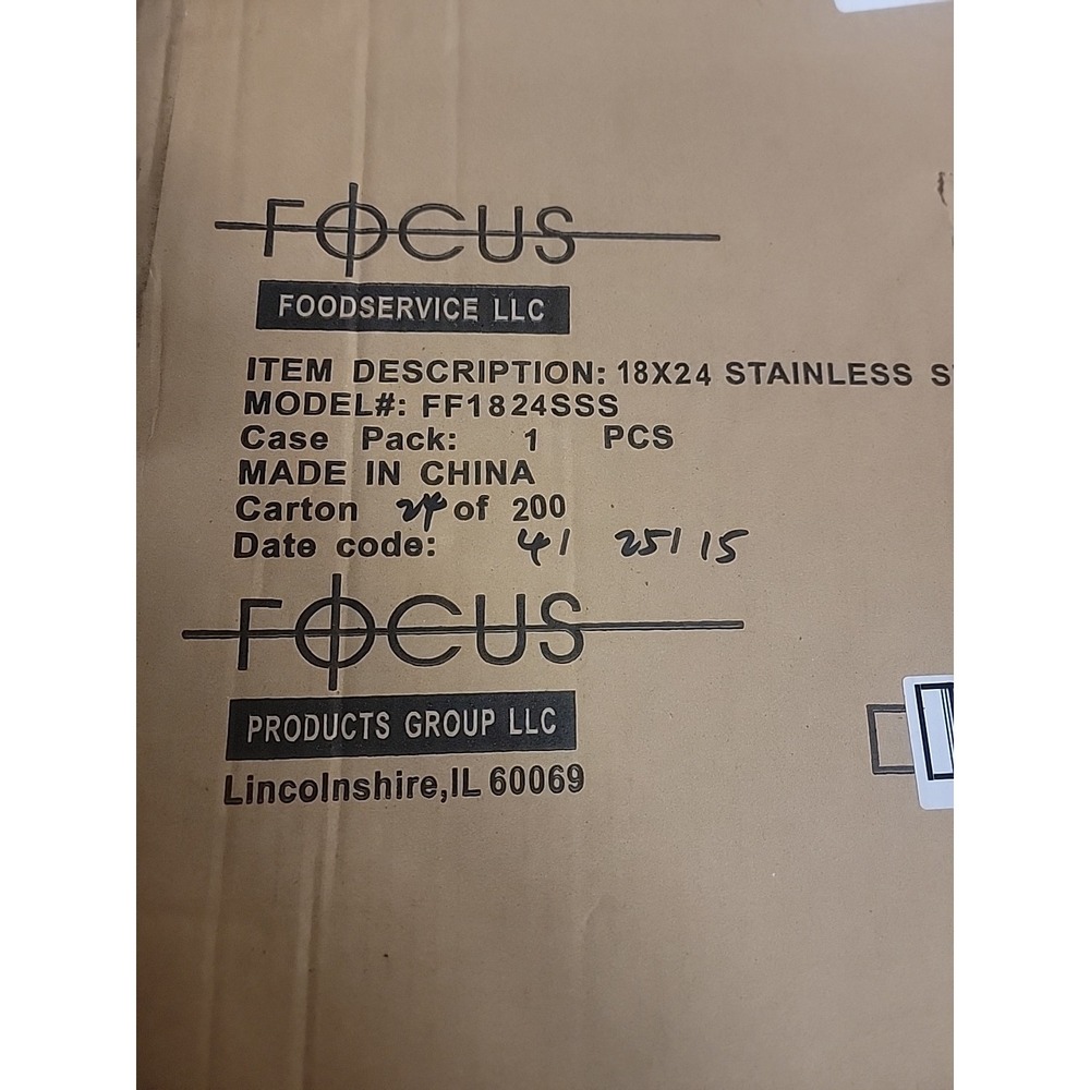Focus FF1824SSS 18 in x 24 in Solid Stainless Steel Shelf New In Box!